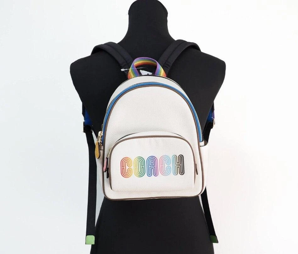 商品Coach|COACH (CA624) Mini Court Signature Rainbow Logo Chalk Multi Shoulder Backpack,价格¥2832,第2张图片详细描述