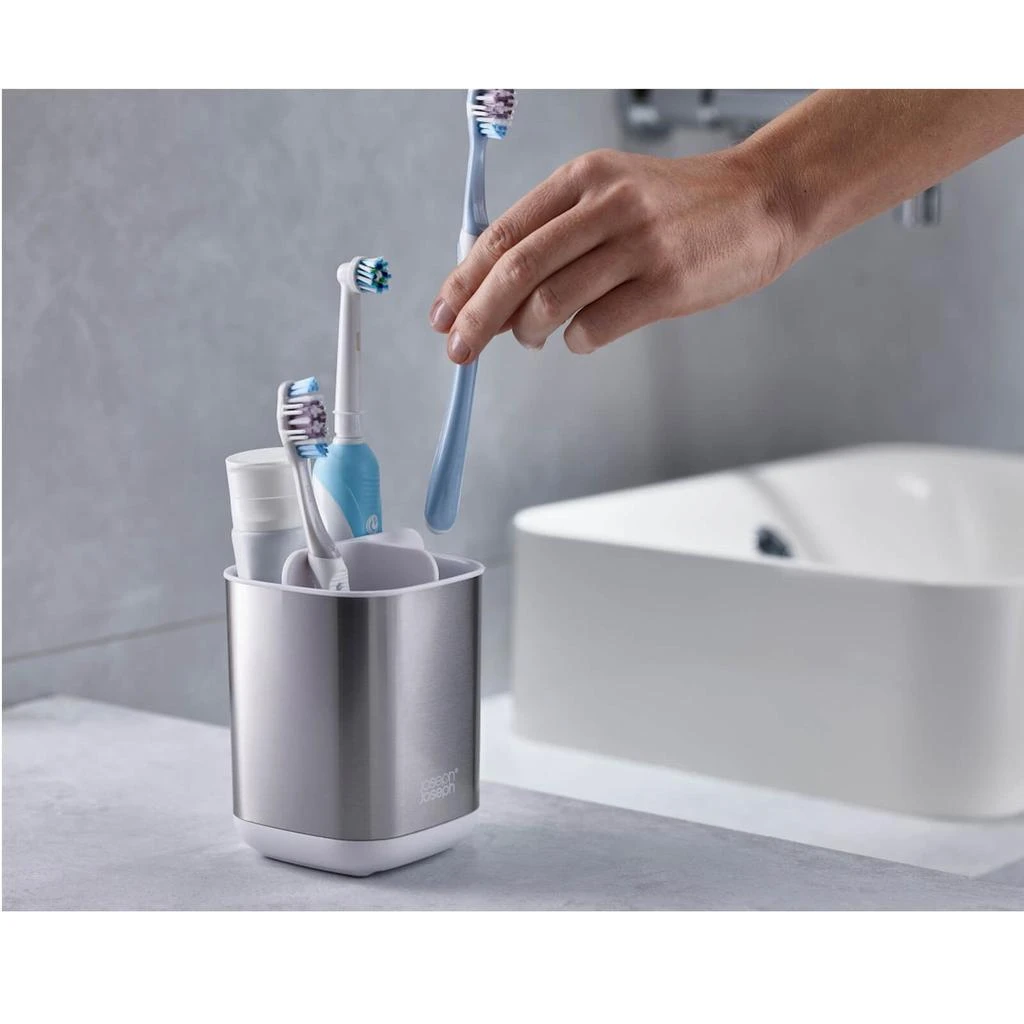 商品Joseph Joseph|Joseph Joseph EasyStore Steel Toothbrush Caddy - Steel,价格¥159,第4张图片详细描述