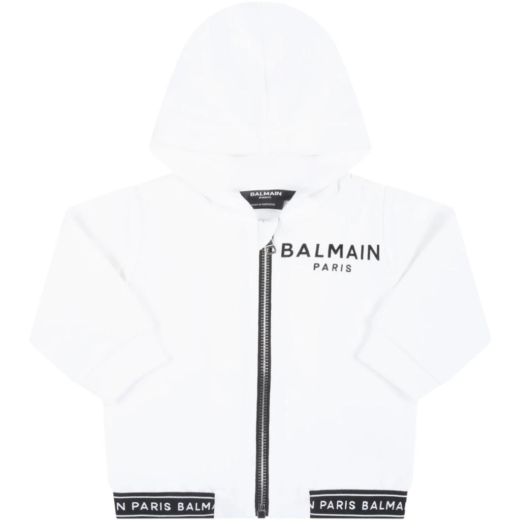 商品Balmain|Balmain White Sweatshirt For Babies With Black Logo,价格¥1691,第1张图片