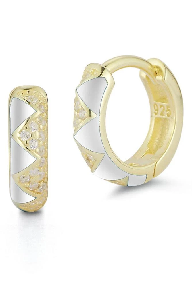 商品Sphera Milano|14K Gold Plated Sterling Silver & CZ 18mm Geo Hoop Earrings,价格¥354,第1张图片