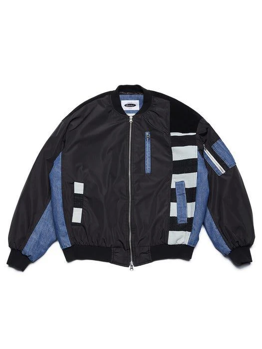 商品QUIETIST|Washed Fabric Mixed MA-1 Jacket Black,价格¥1186,第2张图片详细描述