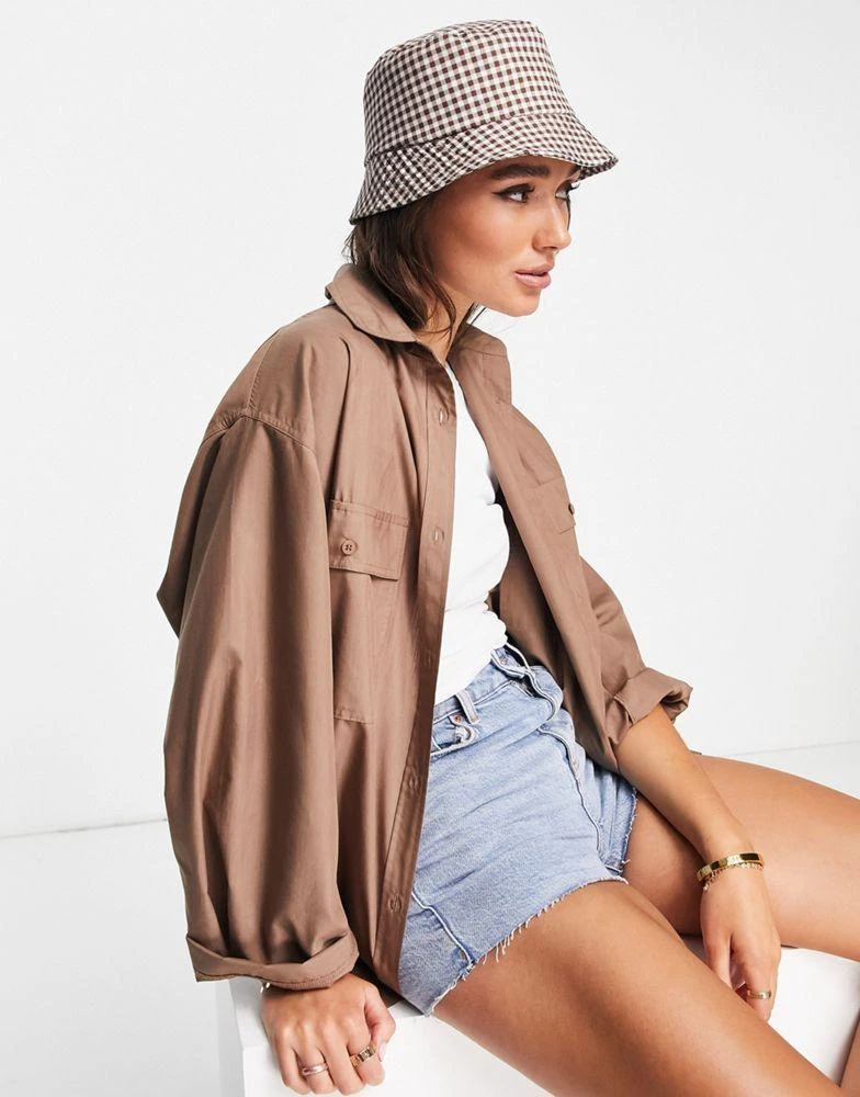 商品Topshop|Topshop gingham bucket hat in brown,价格¥74,第2张图片详细描述