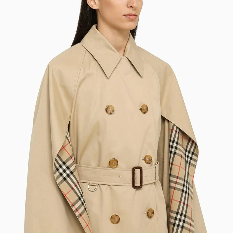 商品Burberry|Honey cotton double-breasted trench coat,价格¥18383,第4张图片详细描述