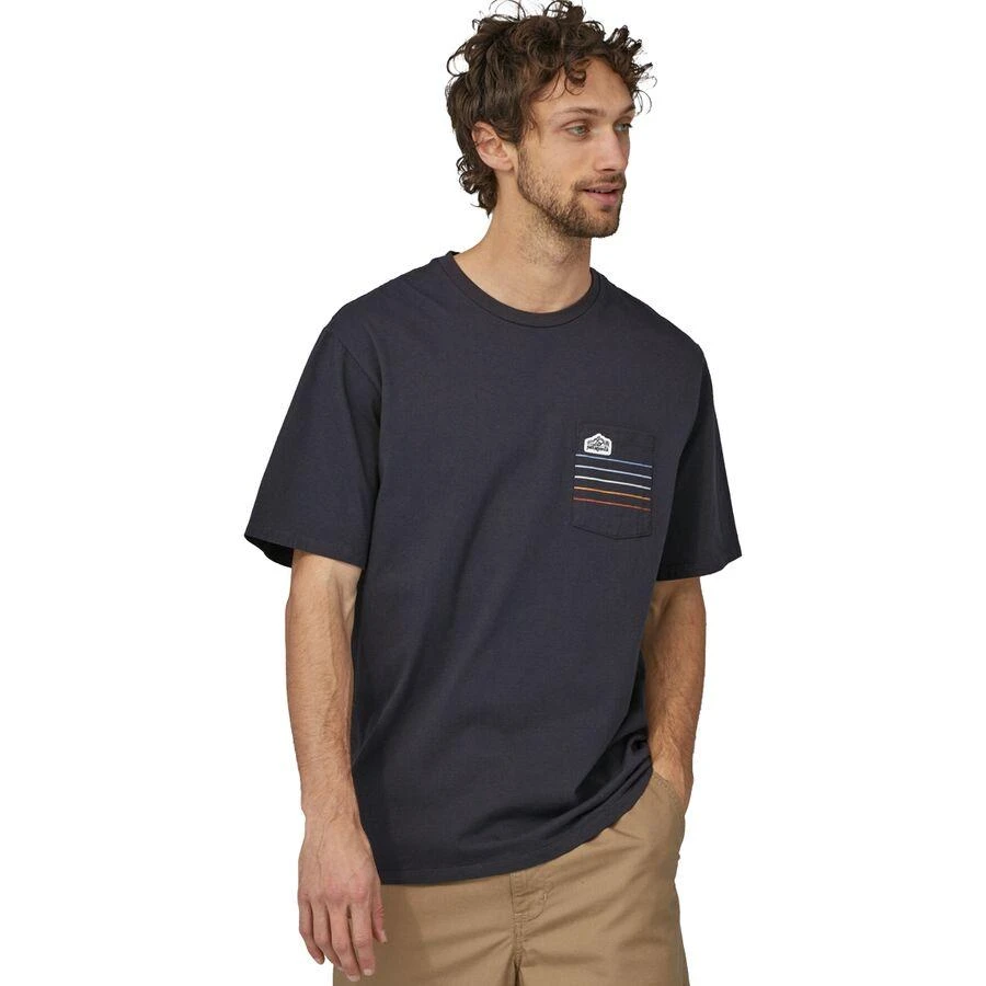 商品Patagonia|Line Logo Ridge Stripe Organic Pocket T-Shirt - Men's,价格¥205,第1张图片