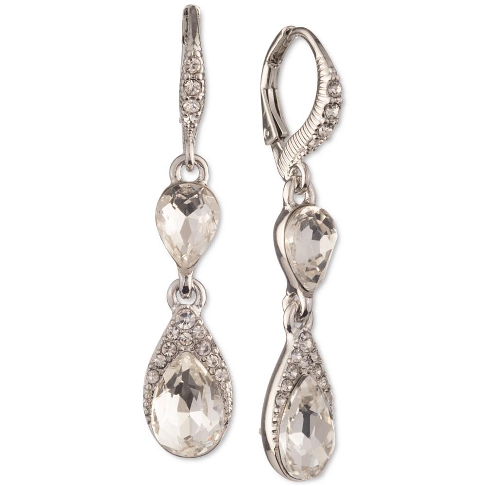 Pear-Shape Crystal Double Drop Earrings商品第1张图片规格展示