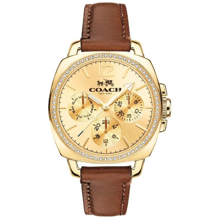 商品Coach|WOMEN'S BOYFRIEND BROWN LEATHER STRAP WATCH 34MM 14502172,价格¥1123,第1张图片