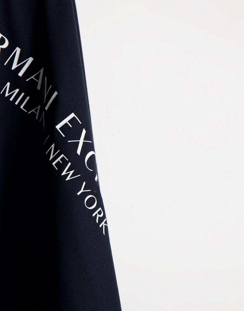 Armani Exchange city text logo t-shirt in navy商品第4张图片规格展示