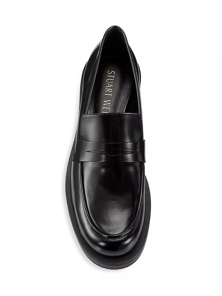 商品Stuart Weitzman|Palmer 40MM Brushed Leather Stacked Heel Loafers,价格¥1128,第5张图片详细描述