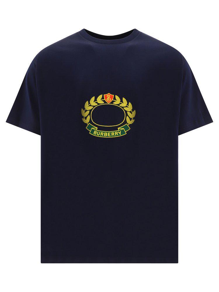 商品Burberry|Burberry Logo Embroidered Crewneck T-Shirt,价格¥1982-¥3194,第1张图片