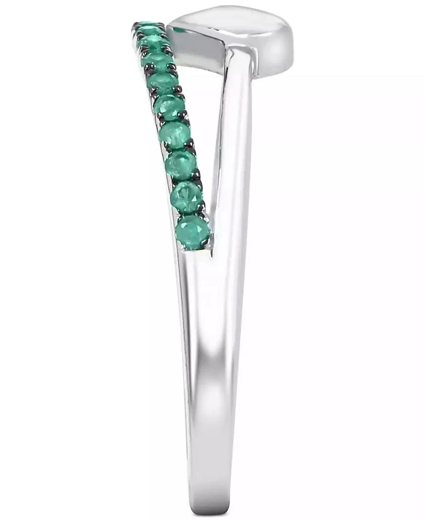 商品Macy's|Emerald & Polished Heart Split Shank Ring (3/8 ct. t.w.) in Sterling Silver (Also in Ruby),价格¥615,第5张图片详细描述