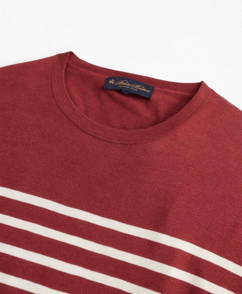 商品Brooks Brothers|Silk and Cotton Stripe Crewneck Sweater,价格¥350,第4张图片详细描述