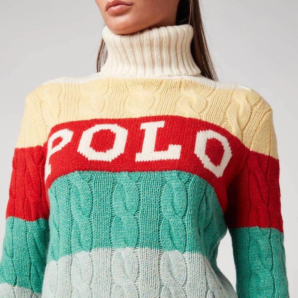 商品Ralph Lauren|Polo Ralph Lauren Women's Polo Striped Turtleneck Cable Knit Jumper- Multi,价格¥916,第4张图片详细描述