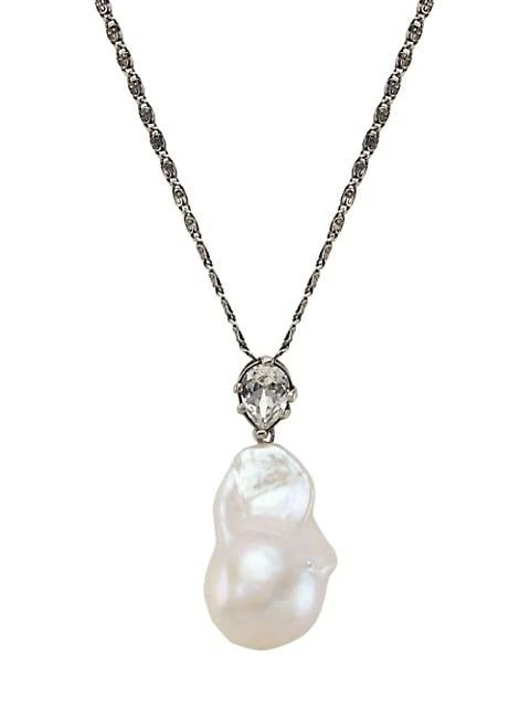 商品Alexander McQueen|Silvertone, 30MM Baroque Pearl, & Crystal Pendant Necklace,价格¥1656,第1张图片