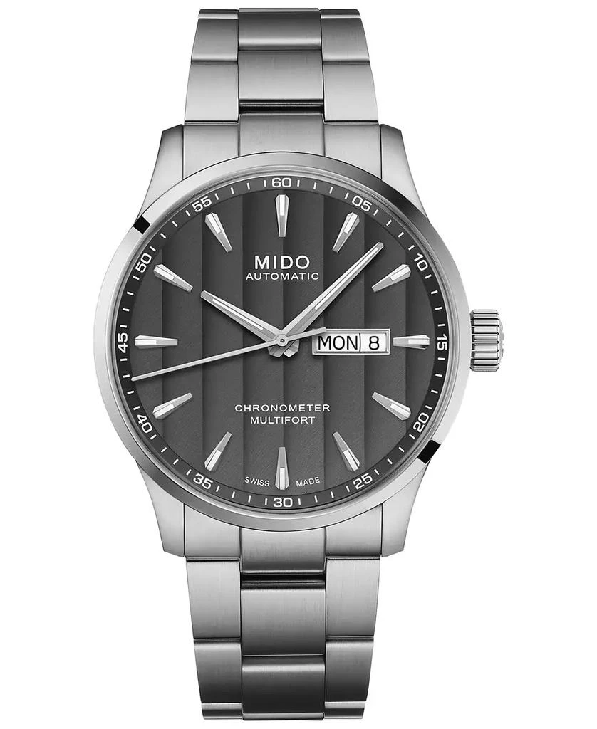 商品MIDO|Men's Swiss Automatic Multifort Chronometer Stainless Steel Bracelet Watch 42mm,价格¥10578,第1张图片