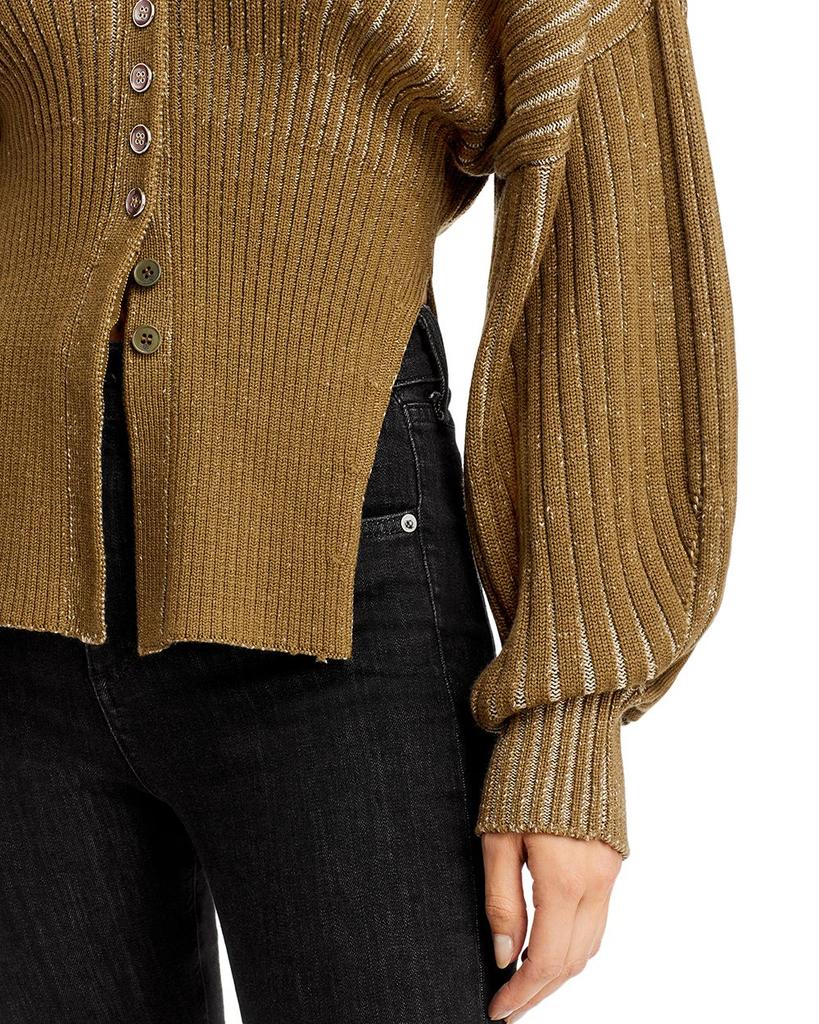 Two Tone Merino Wool Puff Sleeve Cardigan商品第6张图片规格展示
