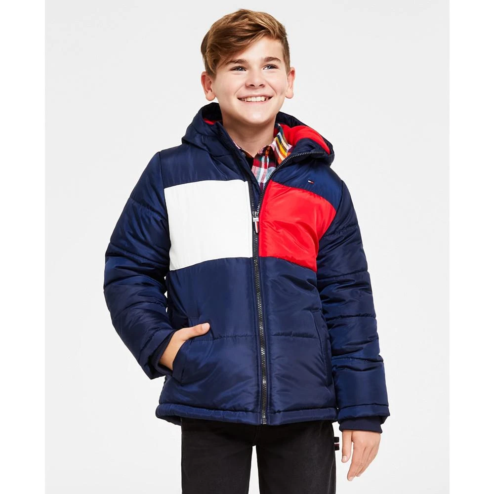 商品Tommy Hilfiger|Big Boys Pieced Puffer Jacket,价格¥332,第1张图片