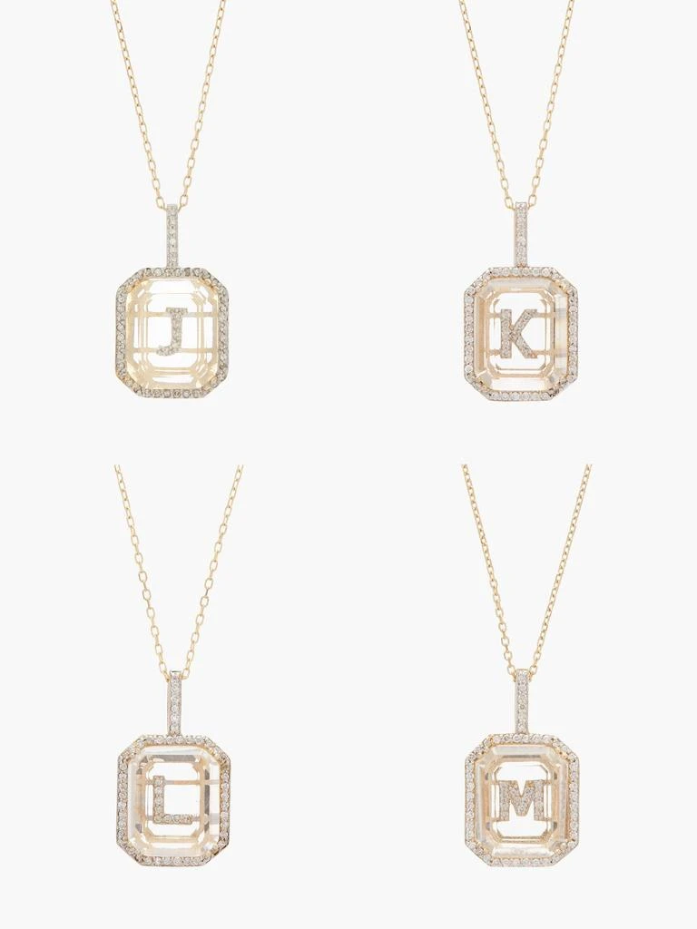 Initials diamond, quartz & 14kt gold necklace A-M 商品