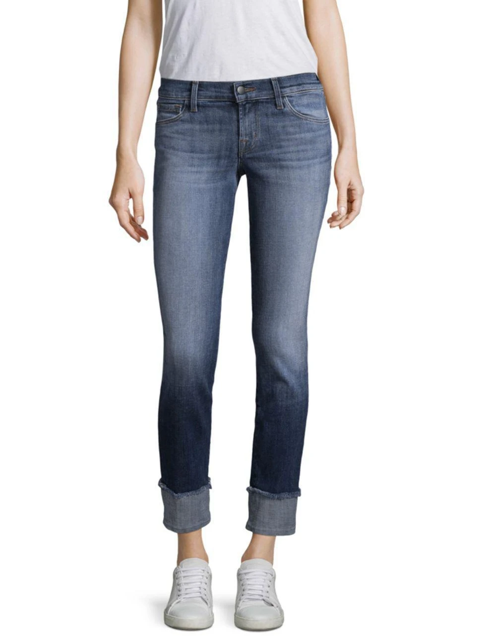商品J Brand|Jasper Low-Rise Reverse Hipster Cuffed Ankle Jeans,价格¥635,第1张图片