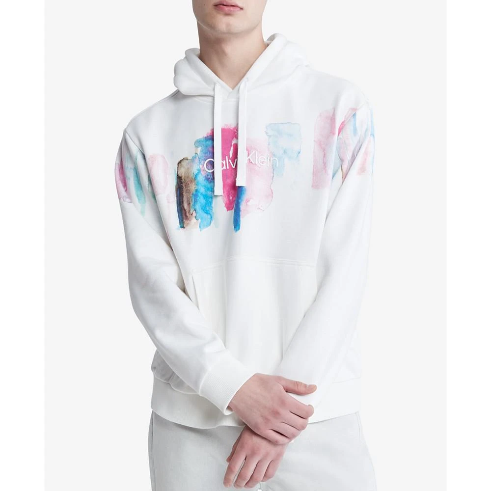 商品Calvin Klein|Men's Long-Sleeve Paint Splatter Graphic Logo Hoodie,价格¥368,第1张图片