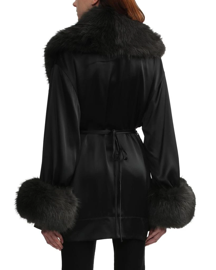 商品Alexander Wang|Faux-fur-trimmed silk jacket,价格¥3946,第4张图片详细描述