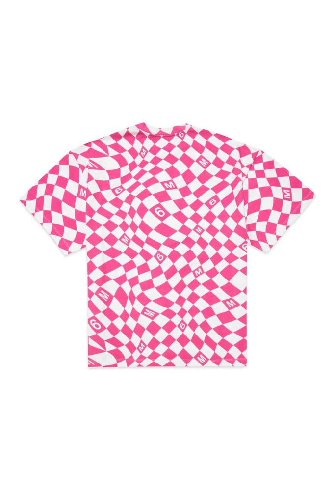 商品MM6|Mm6mcu1u Sw Cover-ups Maison Margiela Maxi T-shirt Cover-up With White And Pink Chequered Pattern,价格¥969,第2张图片详细描述