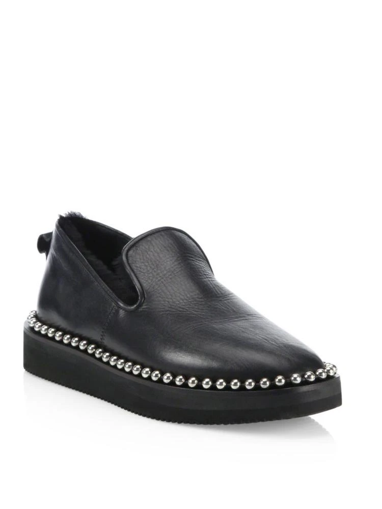 商品Alexander Wang|Tedi Shearling & Tumbled Leather Platform Loafers,价格¥1351,第1张图片