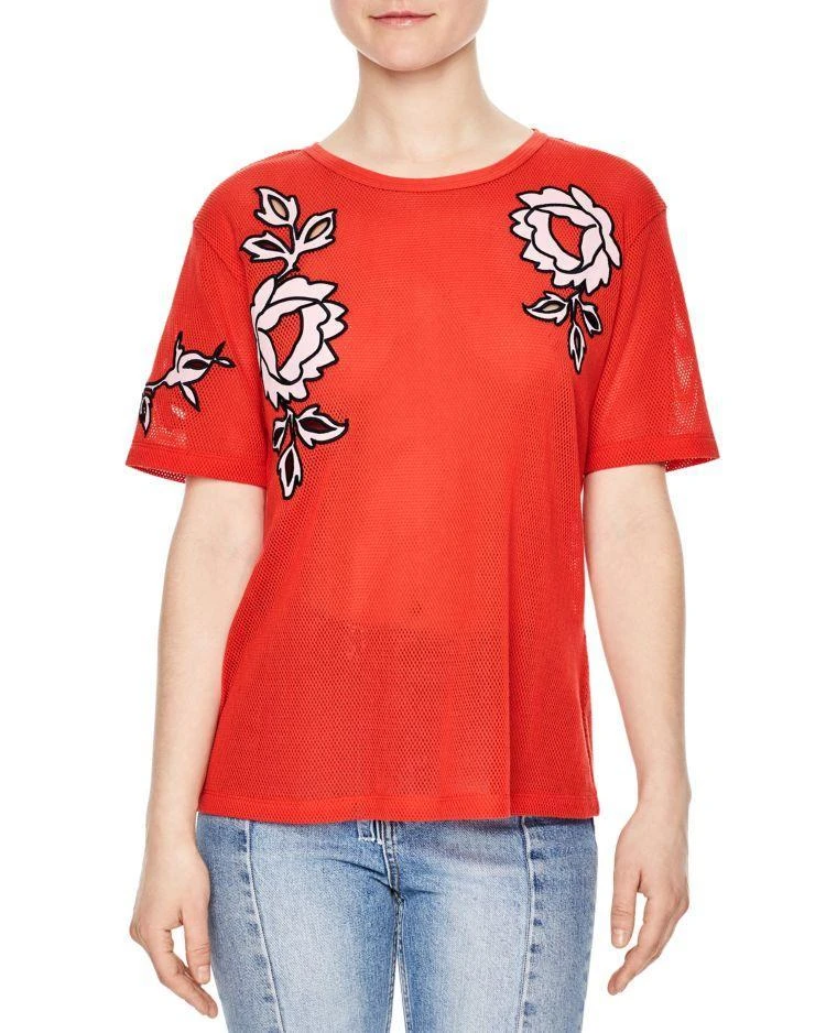 商品Sandro|Pop Embroidered Mesh Top,价格¥580,第1张图片