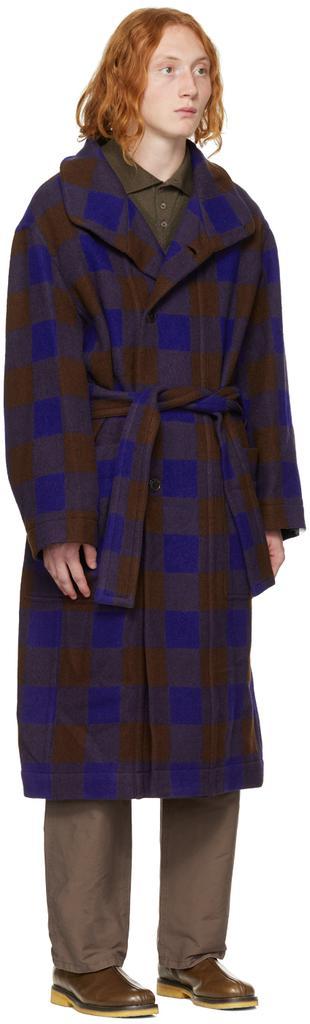 商品Lemaire|蓝色 & 棕色 Bathrobe 大衣,价格¥6719,第4张图片详细描述
