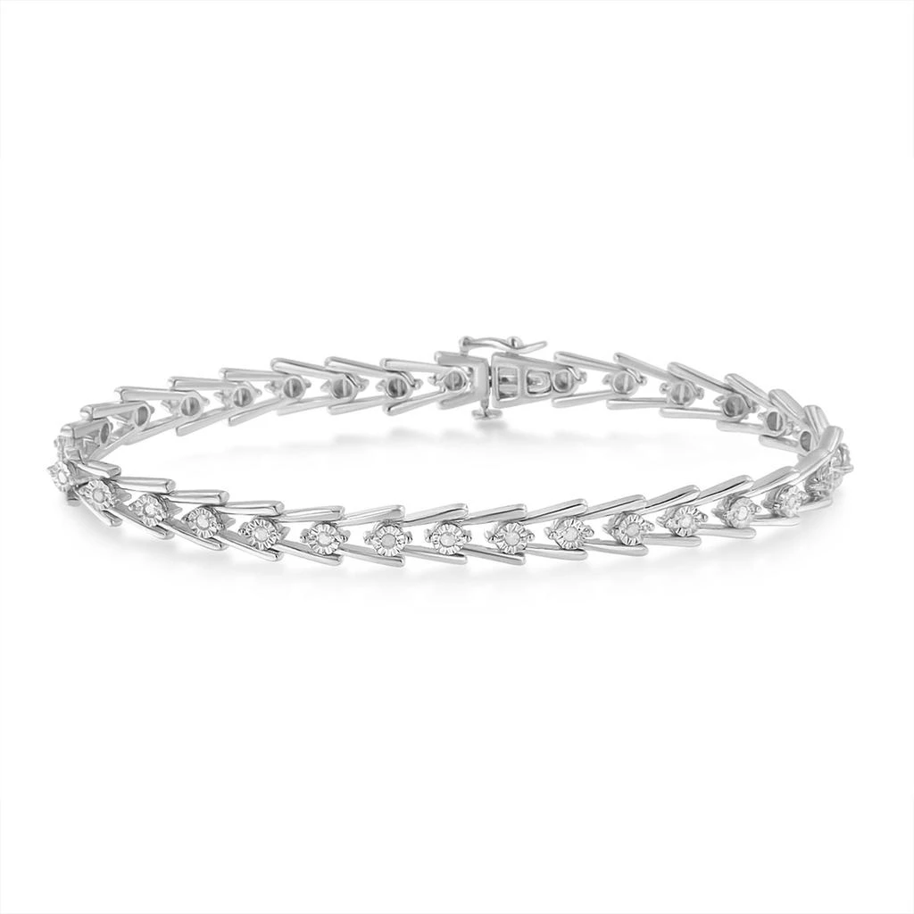 商品Haus of Brilliance|Sterling Silver Diamond Wave-Style Link Bracelet,价格¥2486,第2张图片详细描述