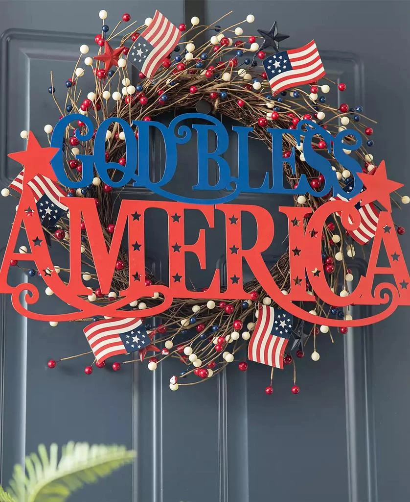 商品Glitzhome|24" L Patriotic, Americana Metal "GOD BLESS AMERICA" Wall Decor,价格¥208,第5张图片详细描述
