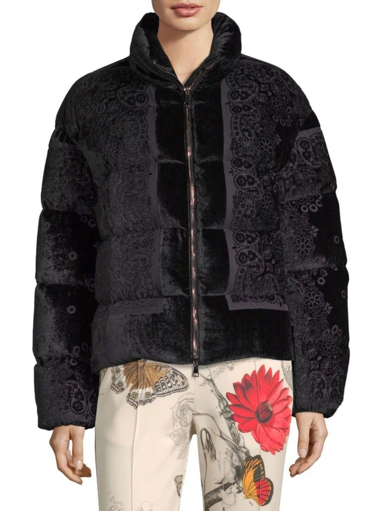 商品Moncler|Labbe 印花天鹅绒羽绒服,价格¥5138,第1张图片
