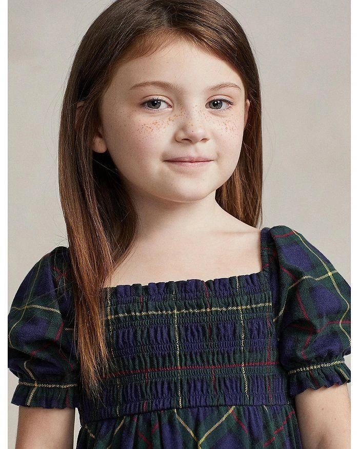 商品Ralph Lauren|Girls' Plaid Smocked Cotton Jersey Dress - Little Kid, Big Kid,价格¥358,第3张图片详细描述