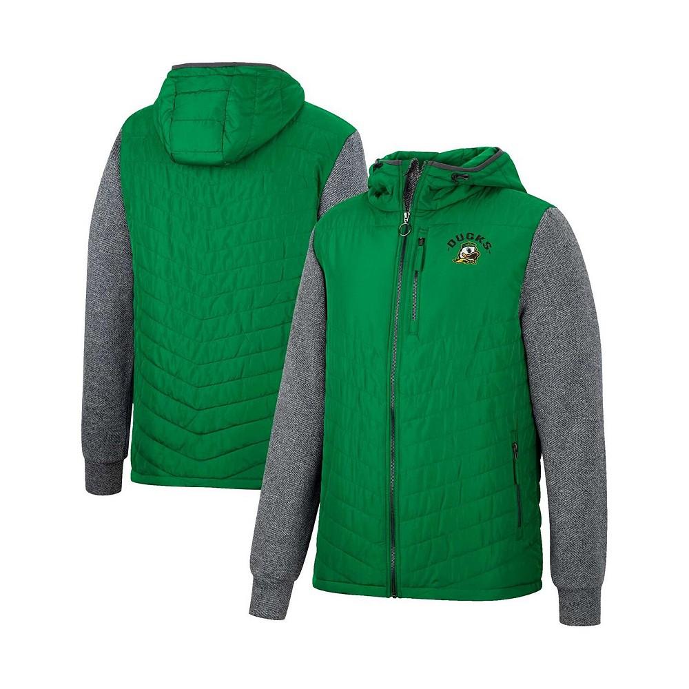 Men's Green, Charcoal Oregon Ducks Course Herringbone Full-Zip Hoodie商品第1张图片规格展示