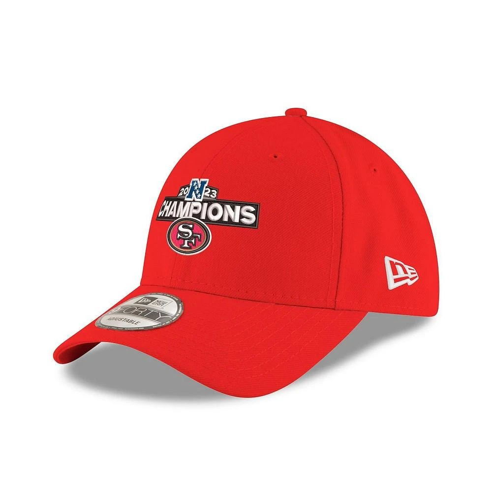 商品New Era|Men's Scarlet San Francisco 49ers 2023 NFC Champions 9FORTY Adjustable Hat,价格¥224,第1张图片