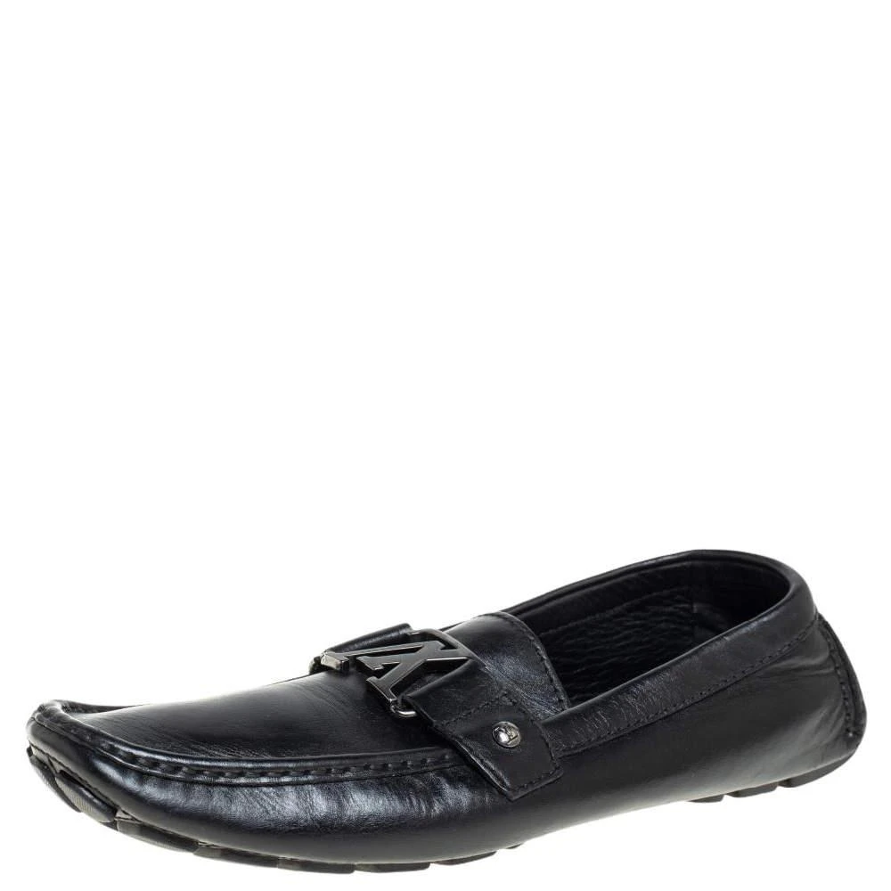 商品[二手商品] Louis Vuitton|Louis Vuitton Black Leather Monte Carlo Loafers Size 43,价格¥3133,第1张图片
