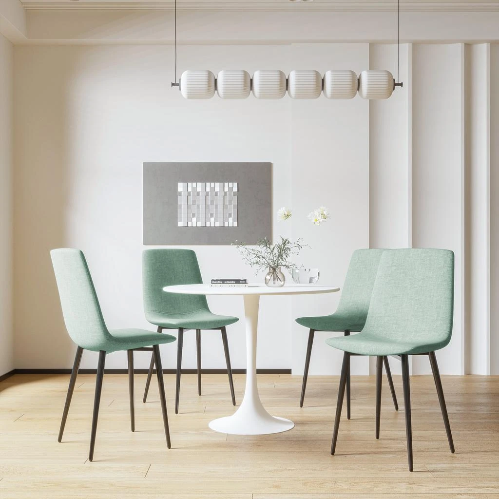 商品Streamdale Furniture|Streamdale White Round Dining Table Set with 4 Chairs,价格¥4422,第2张图片详细描述