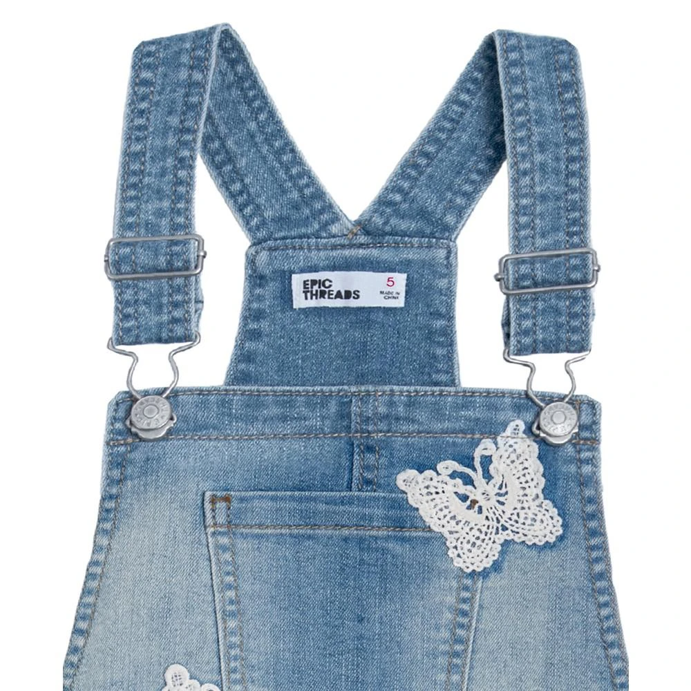 商品Epic Threads|Little Girls Butterfly Denim Shortall, Created For Macy's,价格¥142,第5张图片详细描述