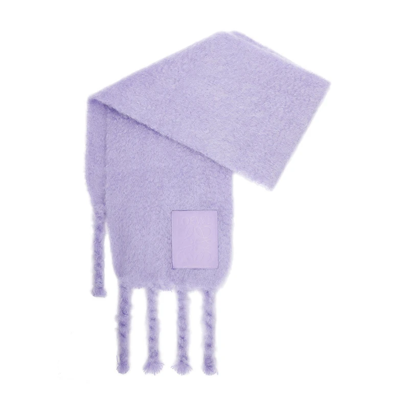 罗意威 23年早春新款 女士浅紫色马海毛混纺流苏围巾F811257X07-6400 商品