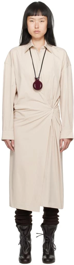 商品Lemaire|Beige Twisted Midi Dress,价格¥2837,第1张图片
