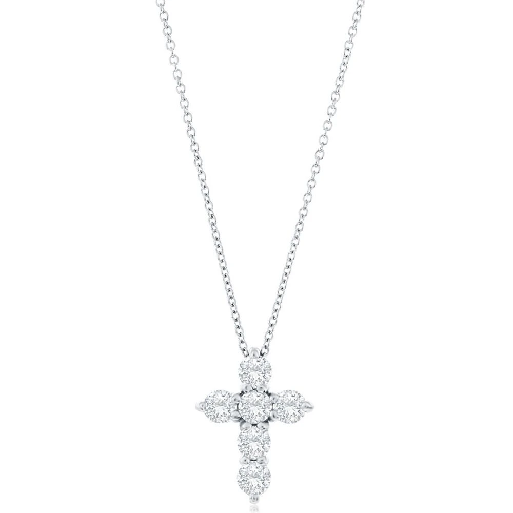 商品Macy's|Diamond Cross Pendant Necklace (1 ct. t.w.) in 14k White Gold, 16" + 2" Extender,价格¥37651,第3张图片详细描述