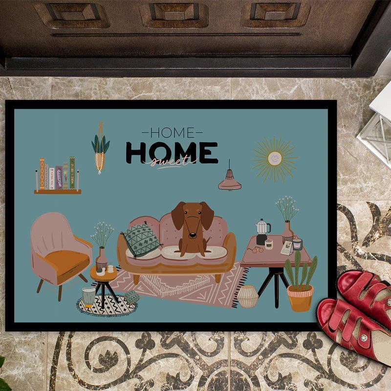 商品Caroline's Treasures|24 in x 36 in Red Brown Dachshund Sweet Home Door Mat Indoor/Outdoor,价格¥312,第2张图片详细描述