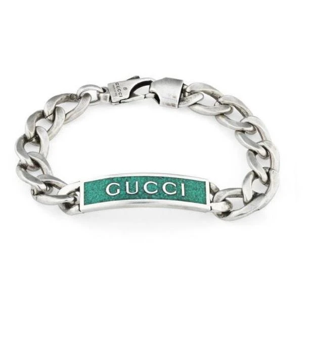 商品Gucci|Gucci Green Enamel Station Bracelet, Size 19,价格¥3984,第1张图片