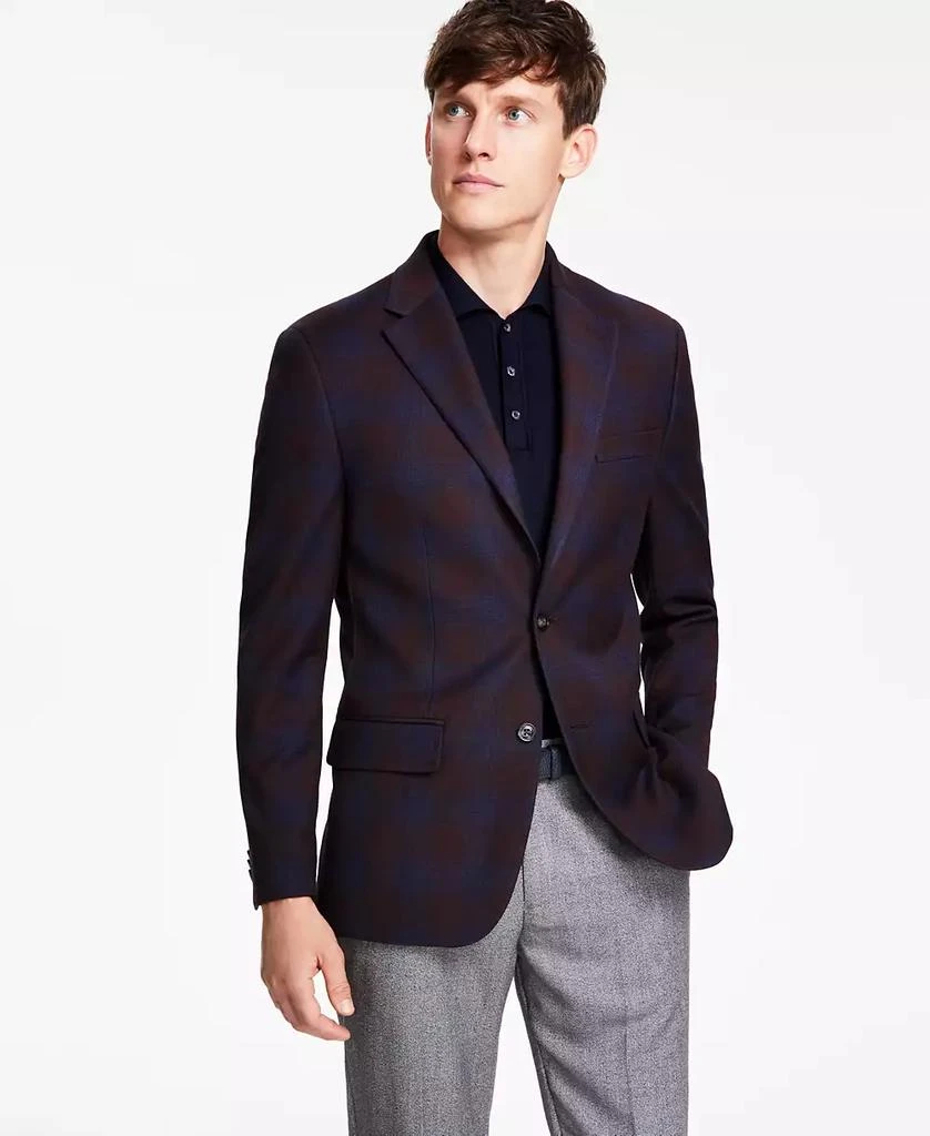 商品Tommy Hilfiger|Men's Modern-Fit Burgundy Plaid Sport Coat,价格¥281,第1张图片