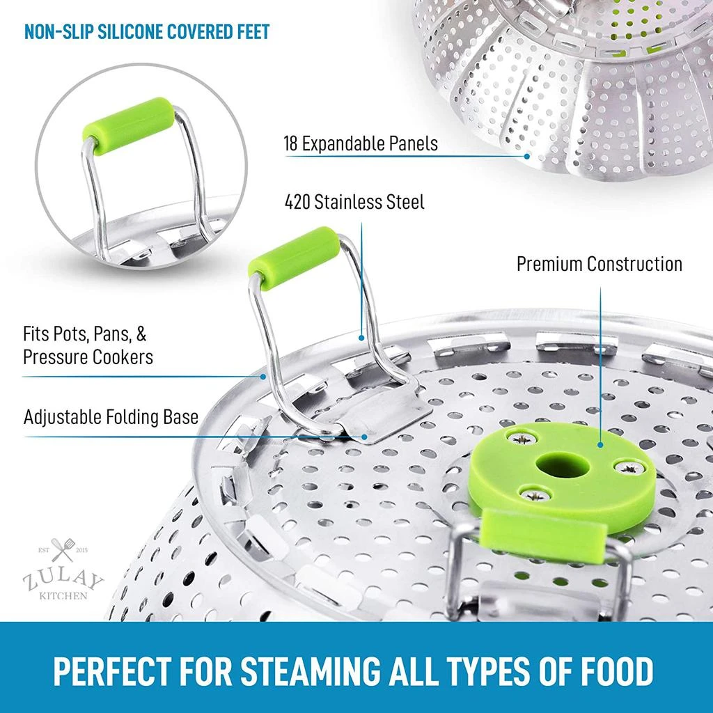 商品Zulay Kitchen|Adjustable Vegetable Steamer Baskets For Cooking,价格¥171,第2张图片详细描述