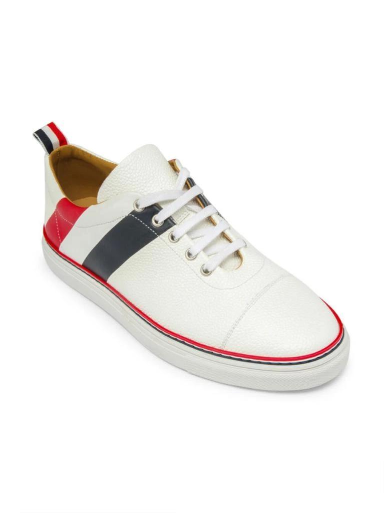 商品Thom Browne|Thom Browne - Diagonal Stripe Canvas & Leather Low-Top Sneakers,价格¥2586,第2张图片详细描述