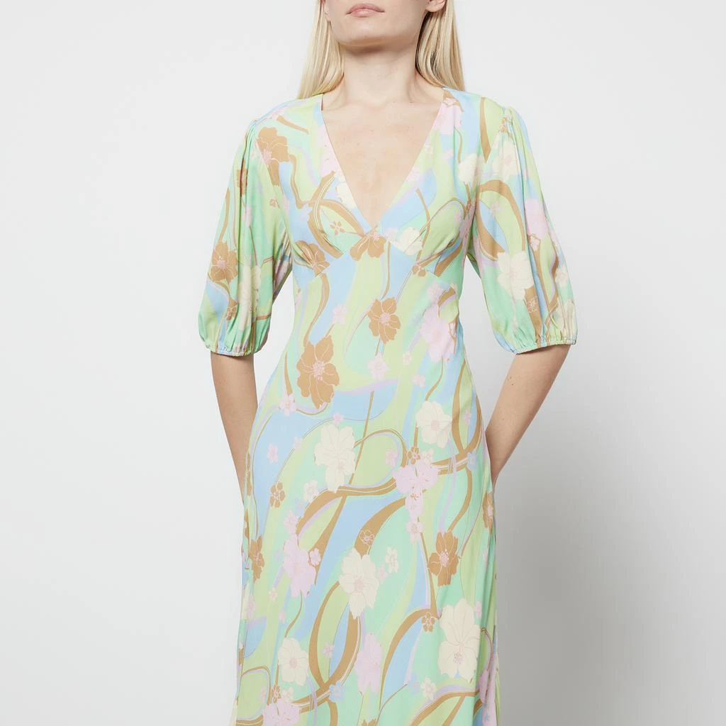 商品Rixo|RIXO Women's Steph Midi Dress - Pastel Hibiscus Wave,价格¥547,第3张图片详细描述