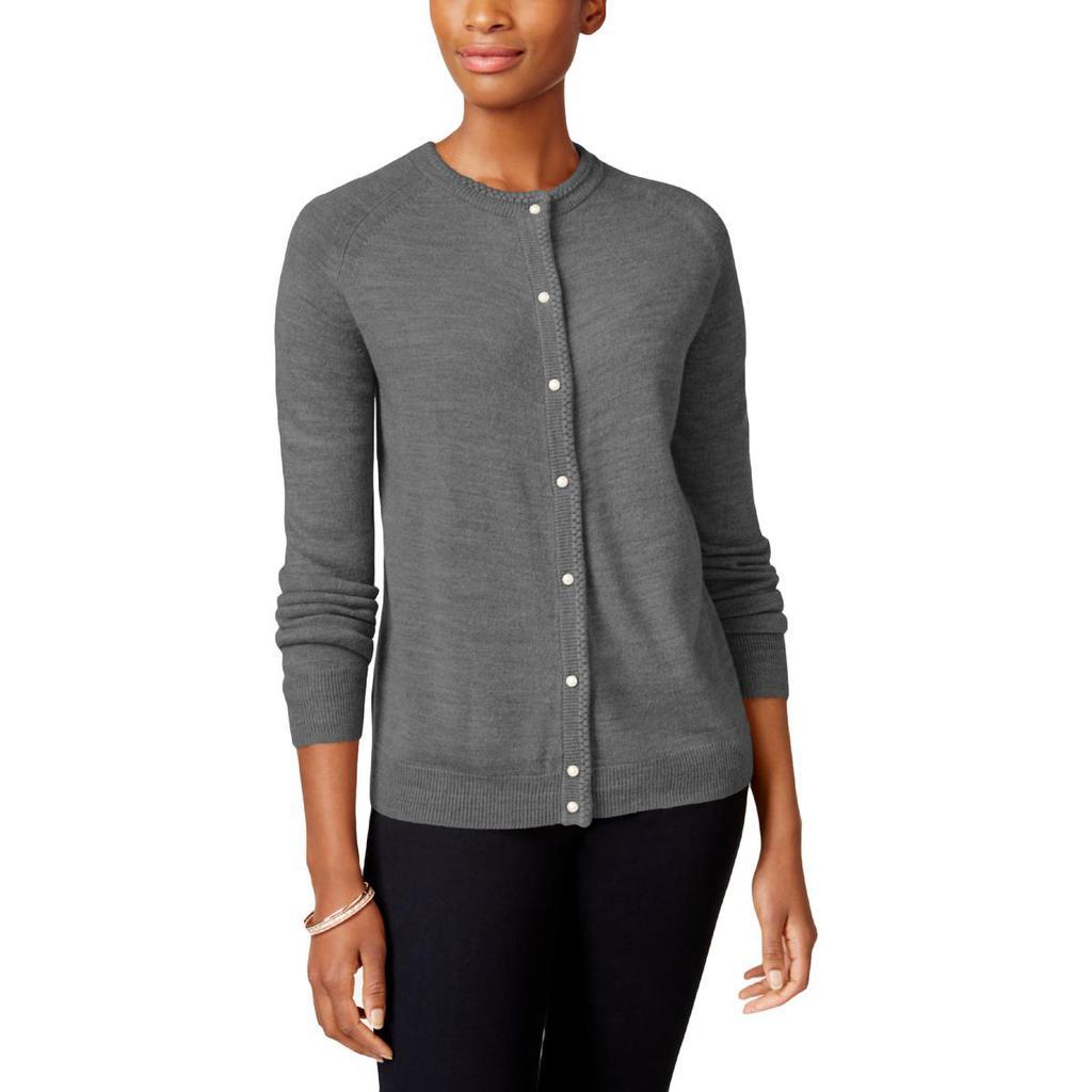 商品Karen Scott|Karen Scott Womens Plus Embellished Ribbed Cardigan Sweater,价格¥132,第1张图片