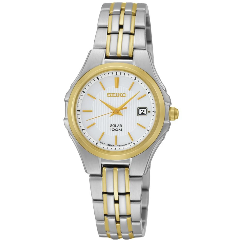 商品Seiko|Watch, Women's Solar Two Tone Stainless Steel Bracelet 28mm SUT038,价格¥1981,第1张图片