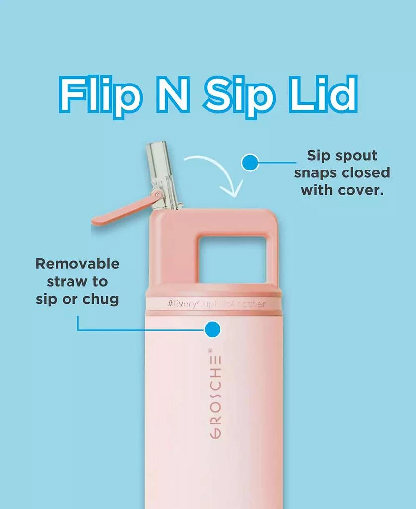 商品GROSCHE|Alpine Flip 'N Sip Insulated, Leakproof Water Bottle with Straw, 20 OZ,价格¥307,第3张图片详细描述