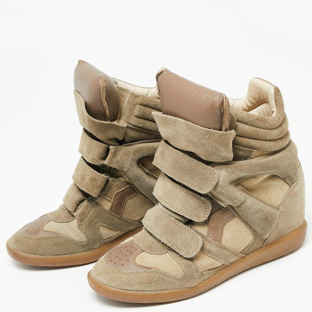 Isabel Marant Green Suede And Leather High Top Sneakers Size 38商品第2张图片规格展示